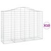 vidaXL Gabionen mit Hochbogen 10Stk. 200x50x140/160cm Verzinktes Eisen