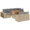 vidaXL 11-tlg. Garten-Sofagarnitur mit Kissen Beige Poly Rattan