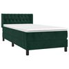 vidaXL Boxspringbett mit Matratze Dunkelgr&uuml;n 90x200 cm Samt