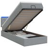 vidaXL Ottoman-Bett mit Matratze und LED Hellgrau 80 x 200 cm Stoff