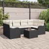 vidaXL Garten-Sofa-Set mit Kissen mit Speicher 7 pcs Schwarz und Creme