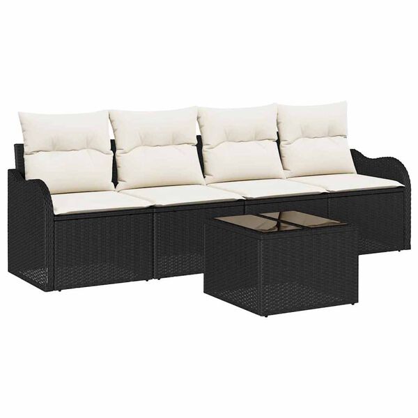 vidaXL Gartensofa-set Schwarz Poly-Rattan