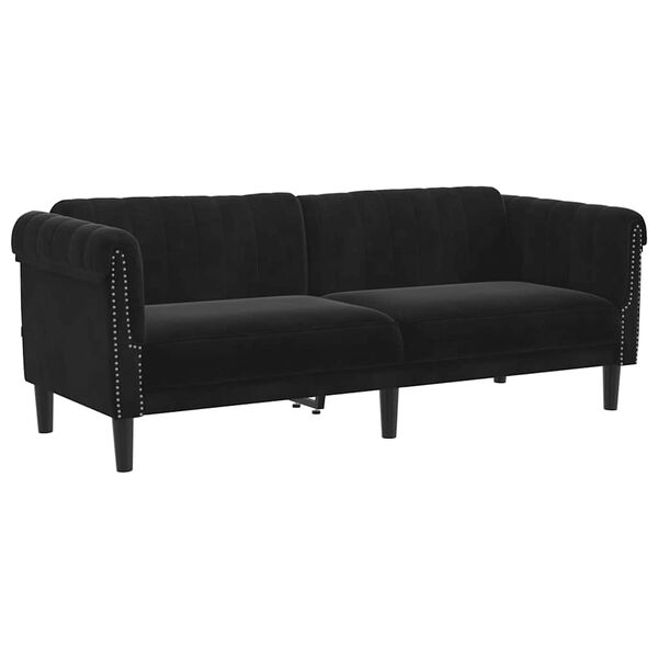 vidaXL Sofa 3-Sitzer Schwarz Samt