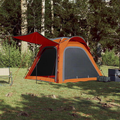 vidaXL Campingzelt 4 Personen Grau und Orange Quick Release Wasserfest
