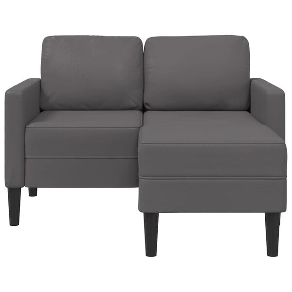 vidaXL 2-Sitzer-Sofa mit Chaiselongue L-Form Grau 125 cm Kunstleder