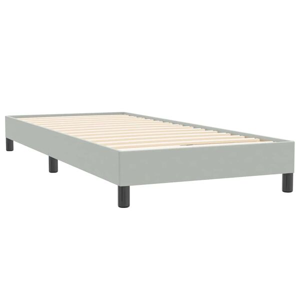 vidaXL Boxspringbett mit Matratze Hellgrau 100x220 cm Samt