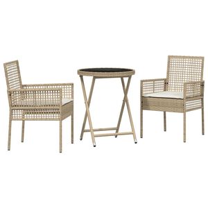 vidaXL Garten Bistro Set 3 pcs Beige Poly Rattan