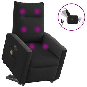 vidaXL Elektrischer Massagesessel mit Aufstehhilfe Schwarz Stoff