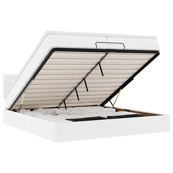 vidaXL Ottoman-Bett mit Matratzen Weiß 200x200 cm Kunstleder