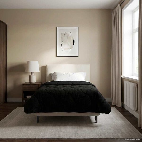 vidaXL Ganzjahresbettdecke Gepolstert Schwarz 135 x 220 cm