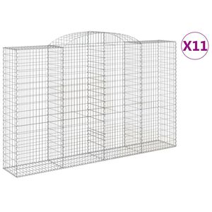 vidaXL Gabionen mit Hochbogen 11 Stk 300x50x180/200cm Verzinktes Eisen