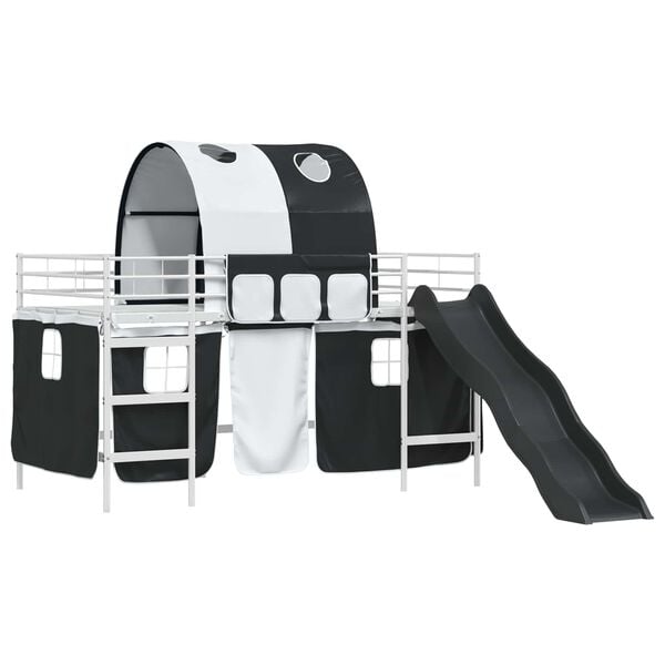 vidaXL Kinder-Etagenbett Wei&szlig; und Schwarz 80 x 200 cm Metall