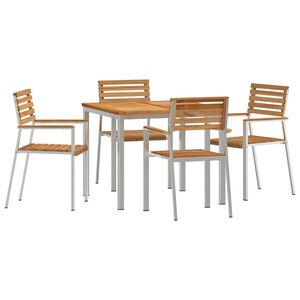 vidaXL Garten-Ess-Set 5 pcs Braun Massives Teakholz