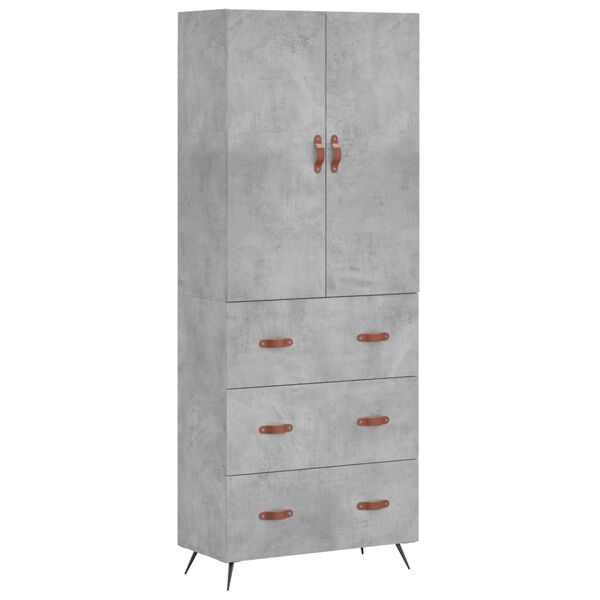 vidaXL Highboard Betongrau 69,5x34x180 cm Holzwerkstoff