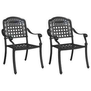 vidaXL Gartenstuhl 2 stk. Schwarz Aluminium