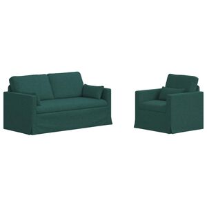vidaXL Sofa Set 2 stk. Dunkelgr&uuml;n Stoff