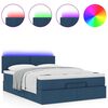 vidaXL Ottomane Bett mit Matratze & LEDs Blau 140x190 cm Stoff