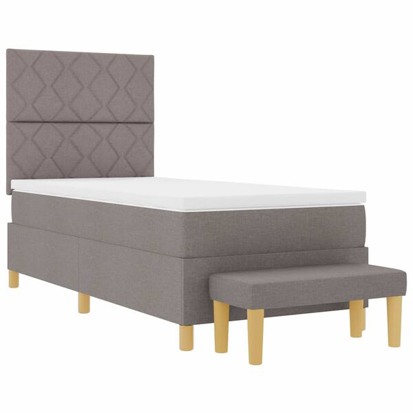 vidaXL Boxspringbett mit Matratze Taupe 100 x 200 cm Stoff