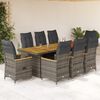 vidaXL 9-tlg. Garten-Bistro-Set mit Kissen Grau Poly Rattan