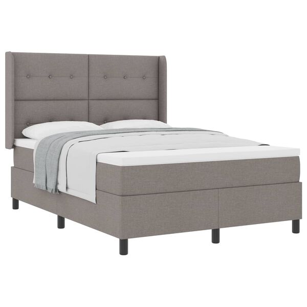vidaXL Boxspringbett mit Matratze Taupe 190 x 140 cm Stoff