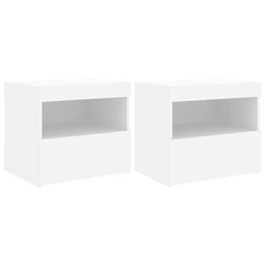 vidaXL Nachttische mit LED-Leuchten 2 Stk. Wei&szlig; 50x40x45 cm