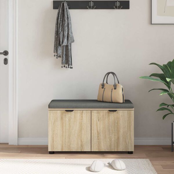 vidaXL Flurbank mit Kissen mit Speicher Sonoma-Eiche 80 x 46 x 46 cm