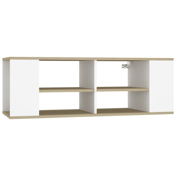 vidaXL TV-Wandschrank Wei&szlig; Sonoma-Eiche 102x35x35 cm Holzwerkstoff