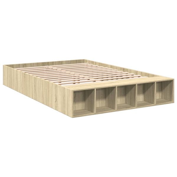 vidaXL Bettgestell Sonoma-Eiche 160x200 cm Holzwerkstoff