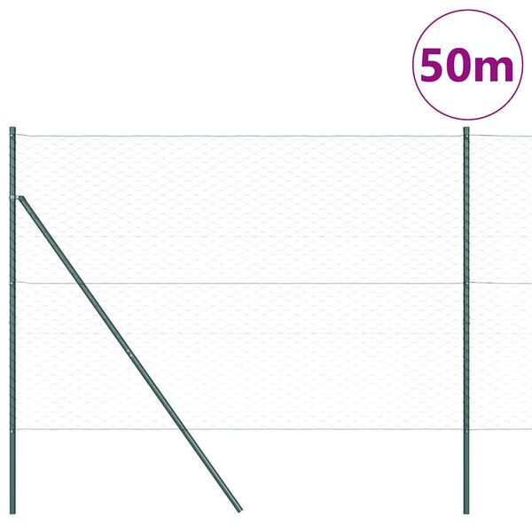 vidaXL Zaunpfosten Grau 50 x 1,6 m (50 mm Maschenweite) Stahl und PVC