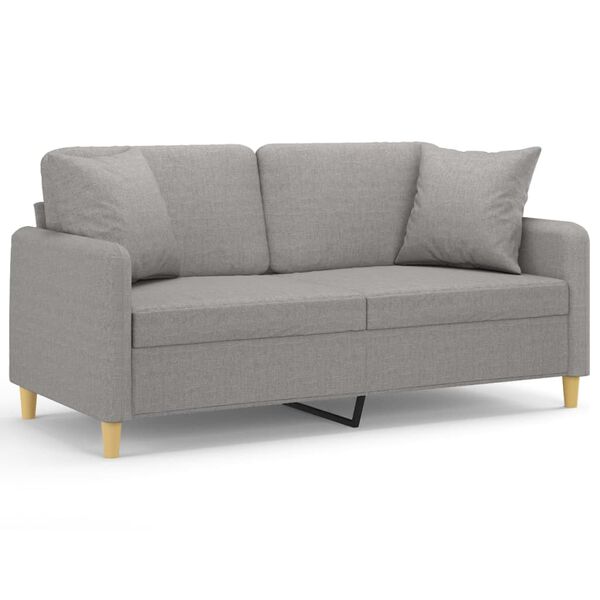 vidaXL 2-Sitzer-Sofa mit Kissen Hellgrau 140 cm Stoff