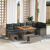 vidaXL Gartensofa-set mit Kissen 9 pcs Grau Poly-Rattan