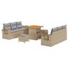 vidaXL Gartensofa-set mit Kissen 9 pcs Beige Poly-Rattan