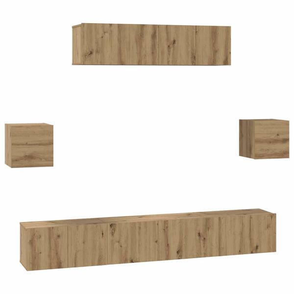 vidaXL TV-Schrankset Wandmontiert 7 pcs Artisan-Eiche Holzwerkstoff