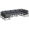 vidaXL Garten-Sofa-Set mit Kissen 7 pcs Schwarz Aluminium