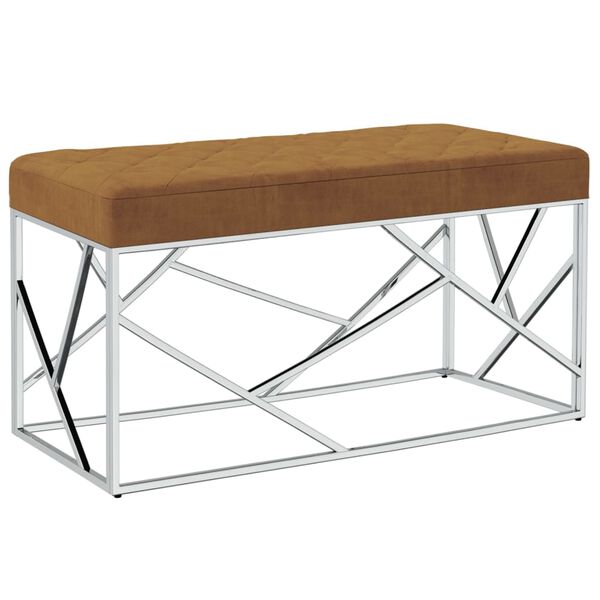 vidaXL Sitzbank 97 cm Braun Samt und Edelstahl