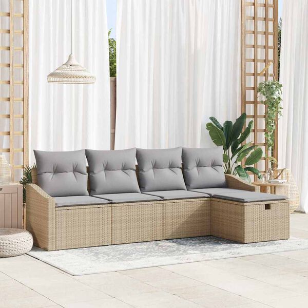 vidaXL Sofa Set mit Kissen mit Speicher Beige Poly-Rattan