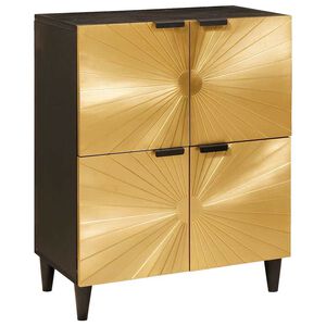 vidaXL Seitenschrank mit Speicher Schwarz und Gold 60 x 33,5 x 75 cm