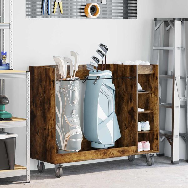 vidaXL Golf Schrank Mit Rad Uni Ger&auml;ucherte Eiche 120 x 45 x 98 cm
