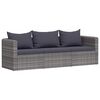 vidaXL 3-tlg. Garten-Sofagarnitur mit Kissen Grau Poly Rattan
