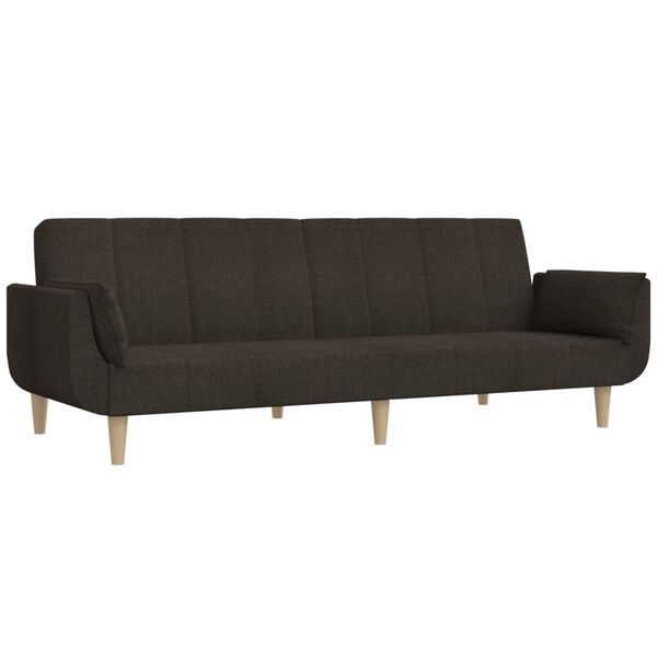 vidaXL Schlafsofa 2-Sitzer mit Hocker & Zwei Kissen Dunkelbraun Stoff