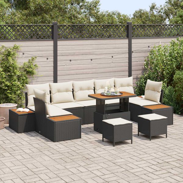 vidaXL Gartensofa-set 10 pcs Schwarz Poly-Rattan