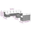 vidaXL 10-tlg. Garten-Sofagarnitur mit Kissen Hellgrau Poly Rattan