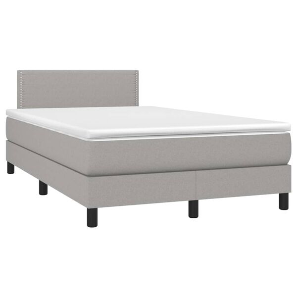 vidaXL Boxspringbett mit Matratze Hellgrau 120x200 cm Stoff