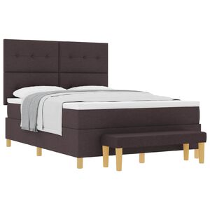 vidaXL Boxspringbett mit Kopfteil Dunkelbraun 190 x 140 cm Stoff