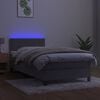 vidaXL Boxspringbett mit Matratze & LED Hellgrau 80x200 cm Samt