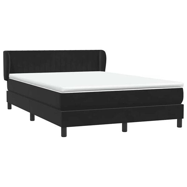 vidaXL Boxspringbett mit Matratze Schwarz 160x210 cm Samt