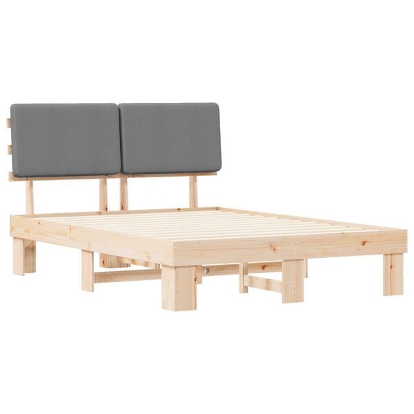 vidaXL Bettgestell mit gepolstertem Kopfteil Hellgrau 135 x 190 cm