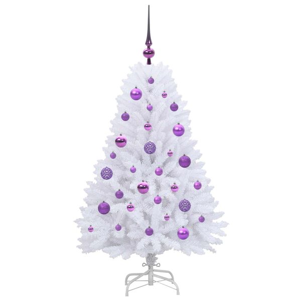 vidaXL K&uuml;nstlicher klappbarer Weihnachtsbaum Wei&szlig; 120 cm PVC und Stahl