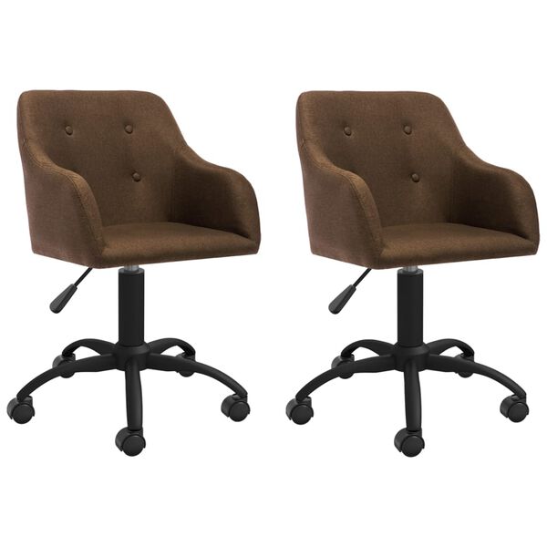 vidaXL Esszimmerst&uuml;hle 2 Stk. Drehbar Braun Stoff