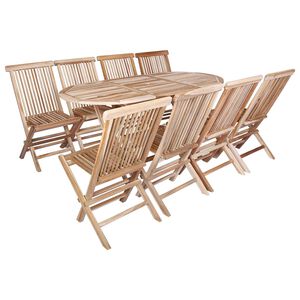 vidaXL Gartenm&ouml;bel Set 9 Stk. Natur Massivholz Teak